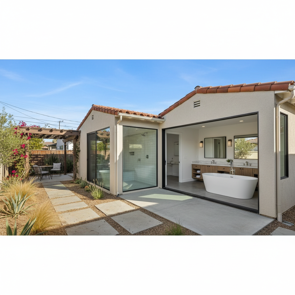 Completed bathroom expansion work at a residential property in Long Beach, CA