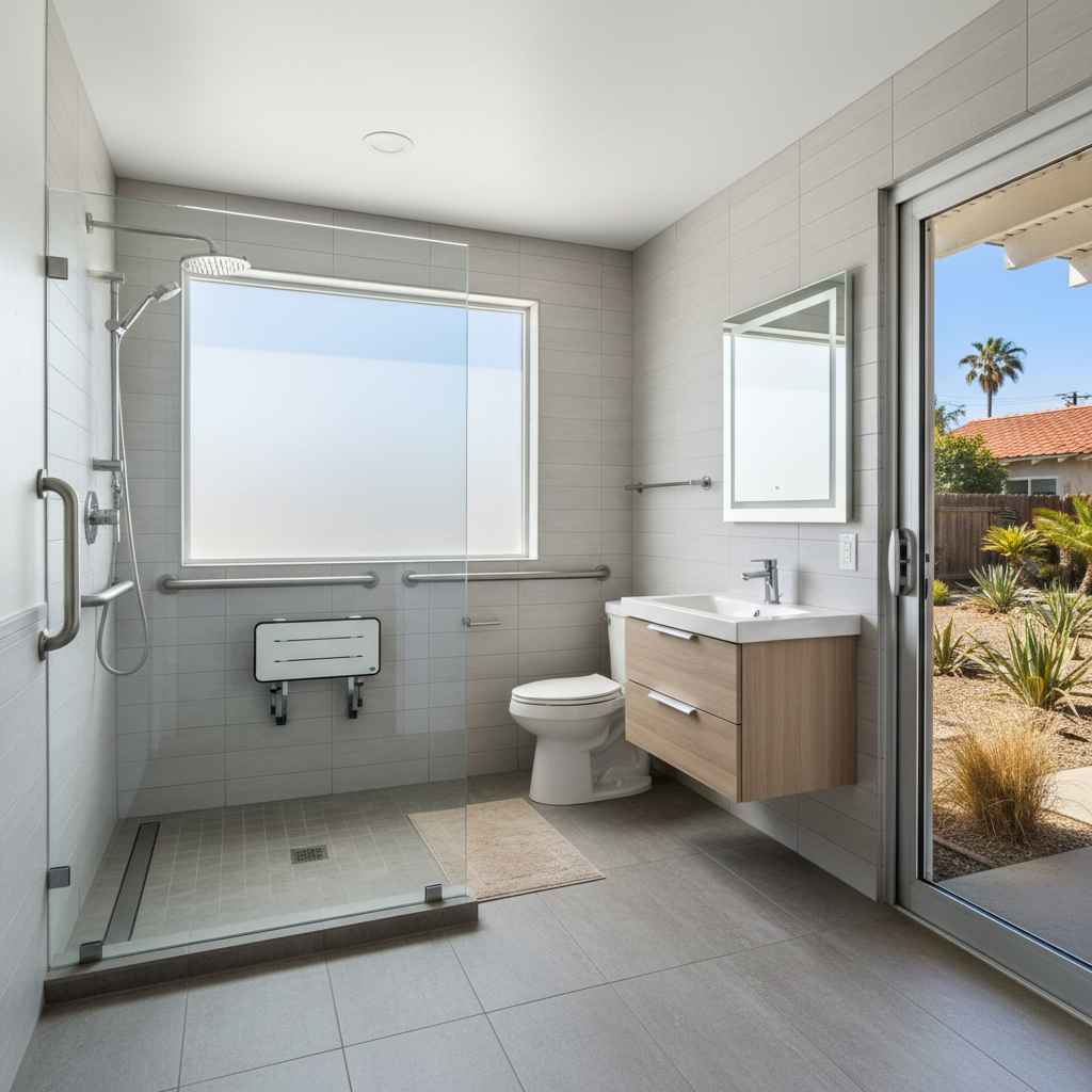 Completed handicap accessible bathrooms work at a residential property in Lynwood, CA
