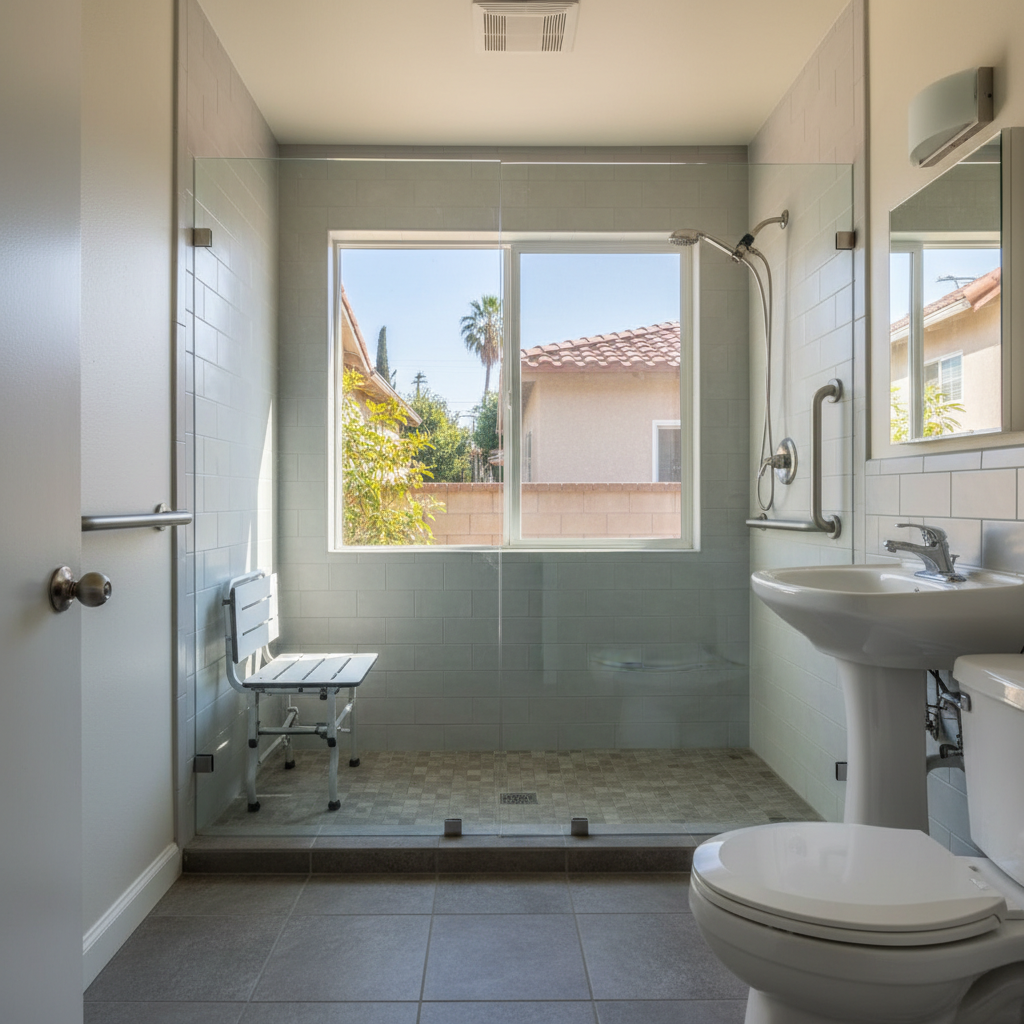 Completed handicap accessible bathrooms work at a residential property in Pasadena, CA
