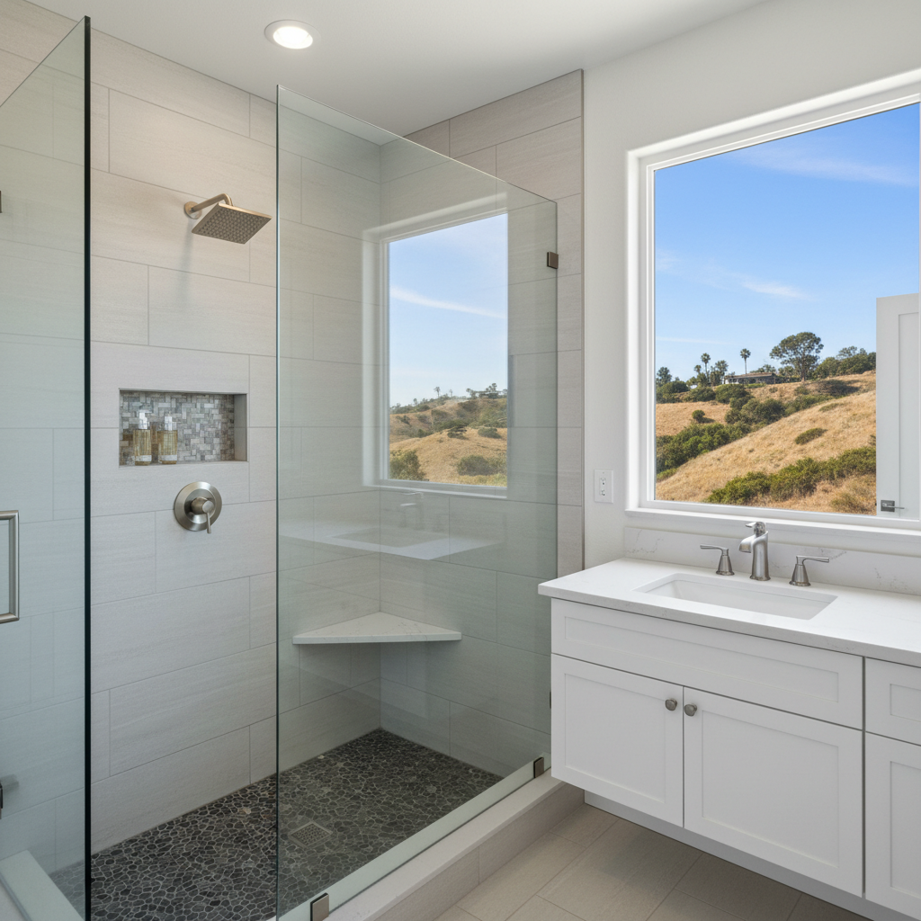 Completed shower replacement work at a residential property in Malibu, CA