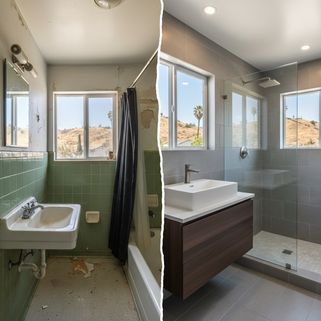Completed bathroom modernization work at a residential property in Montebello, CA