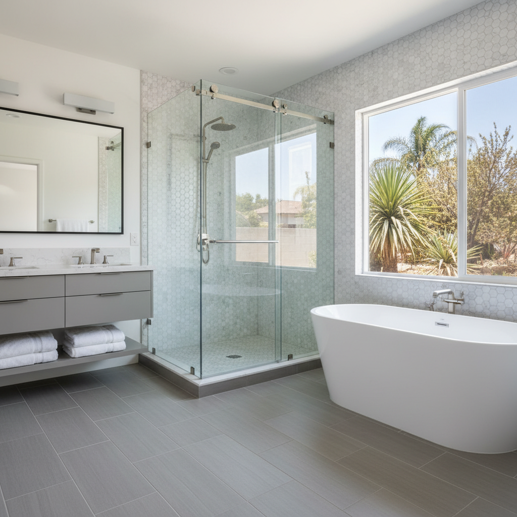 Completed tile and flooring installation work at a residential property in Covina, CA