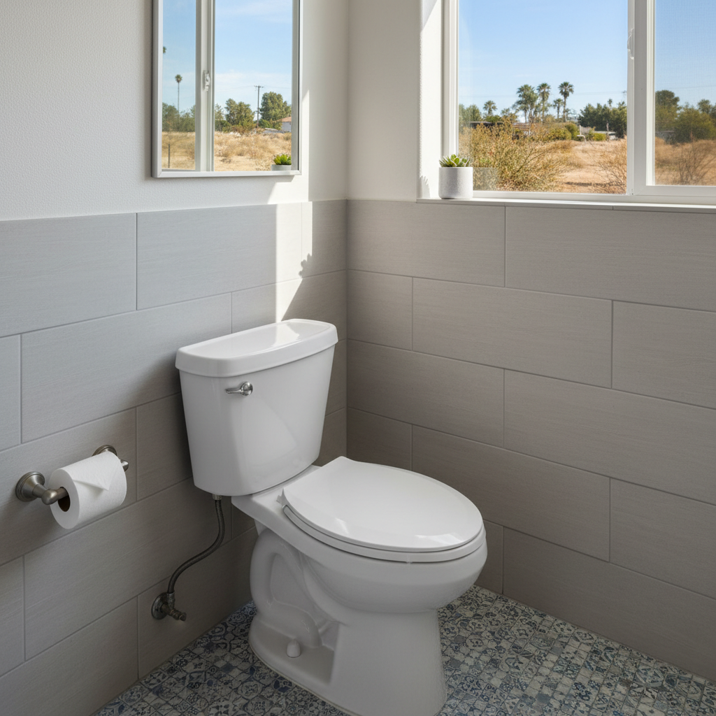 Completed toilet installation work at a residential property in Whittier, CA