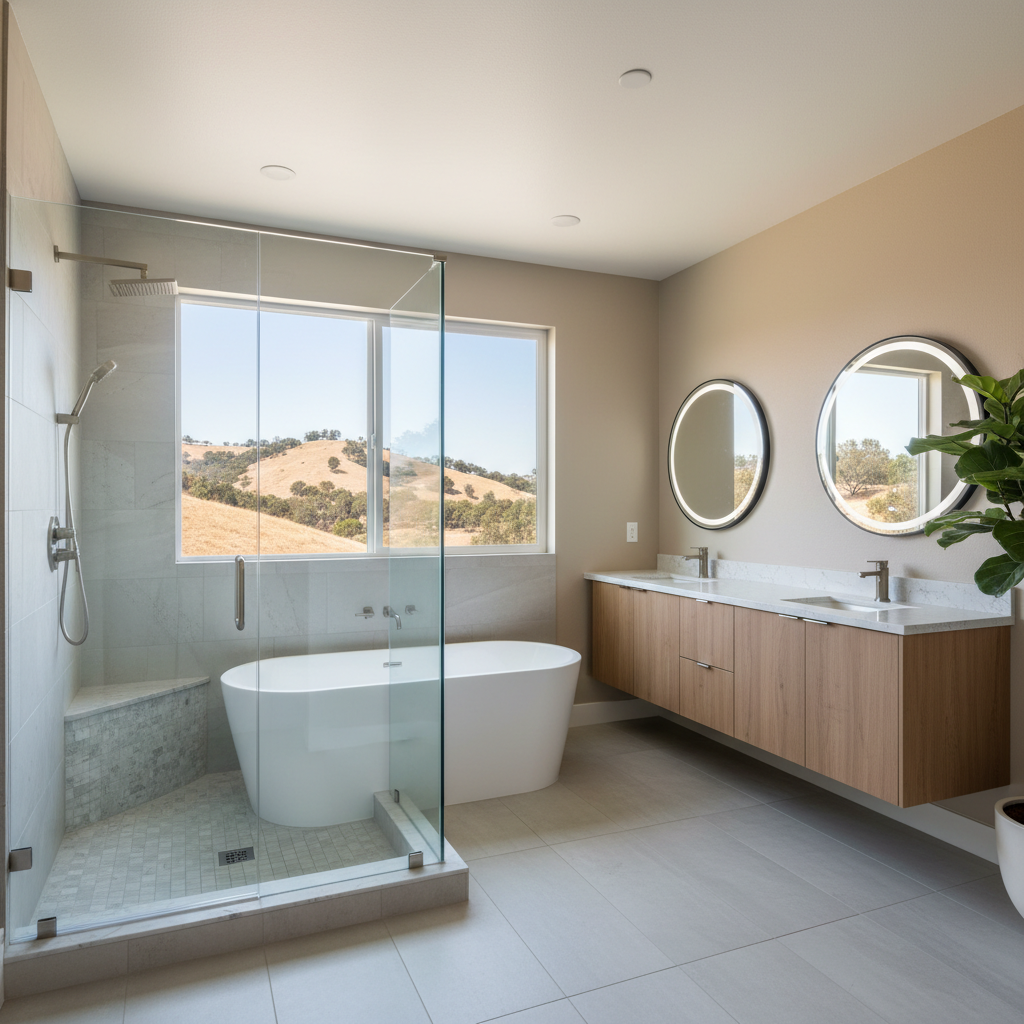 Completed bathroom remodel work at a residential property in Whittier, CA