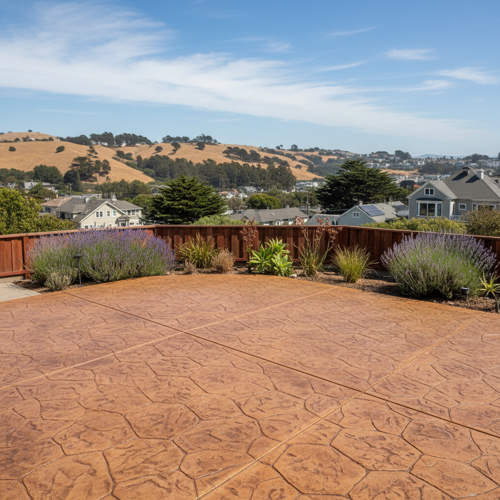 Completed stamped concrete work at a residential property in San Francisco, CA