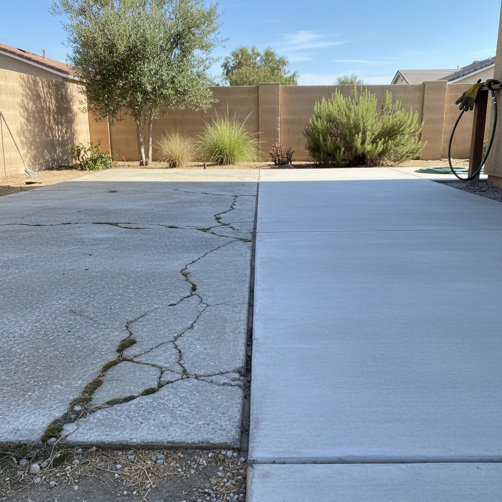 Completed concrete flatwork work at a residential property in Stockton, CA