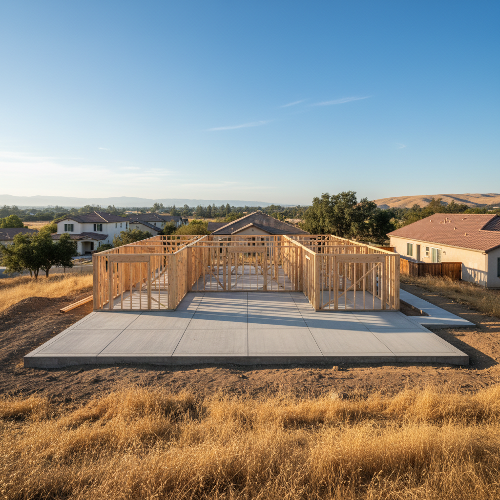 Completed concrete foundations work at a residential property in Stockton, CA