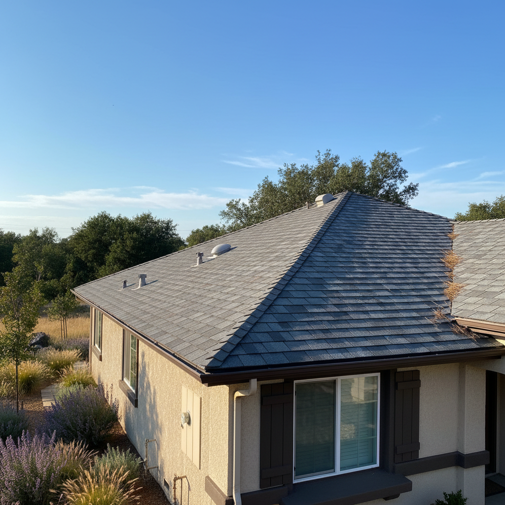 Completed storm damage repair work at a residential property in Folsom, CA