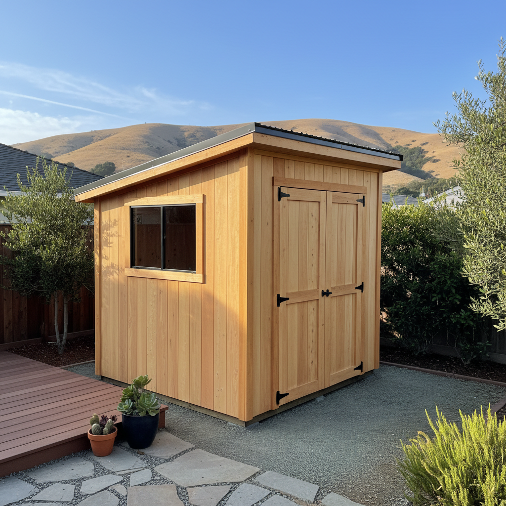 Completed shed delivery and installation work at a residential property in San Francisco, CA