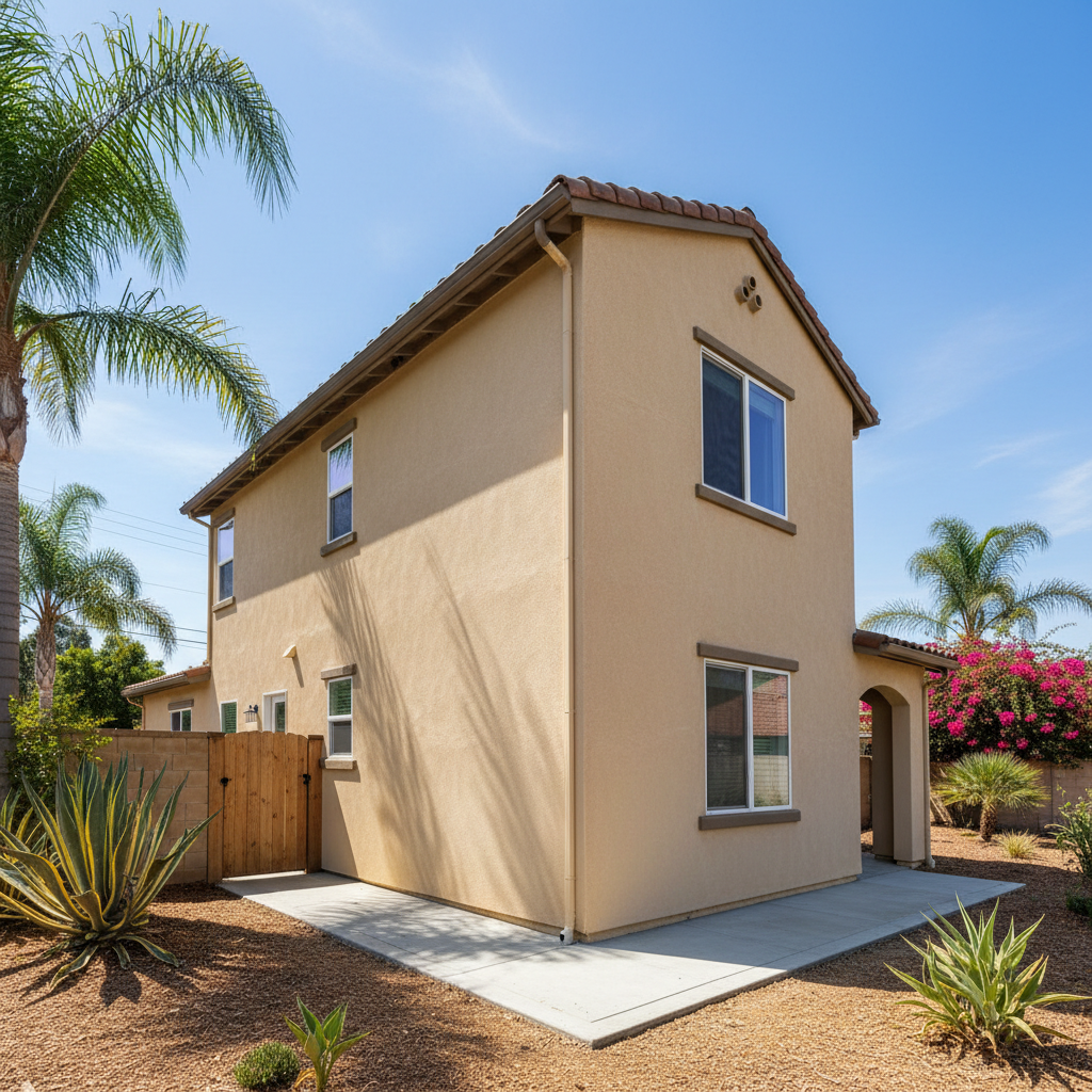 Completed stucco removal work at a residential property in Pomona, CA
