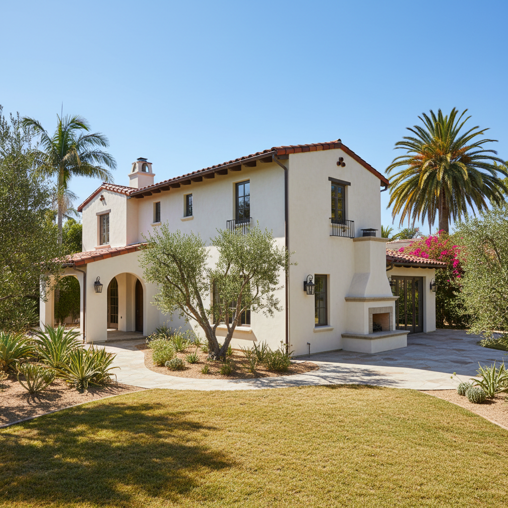 Completed stucco installation work at a residential property in Beverly Hills, CA