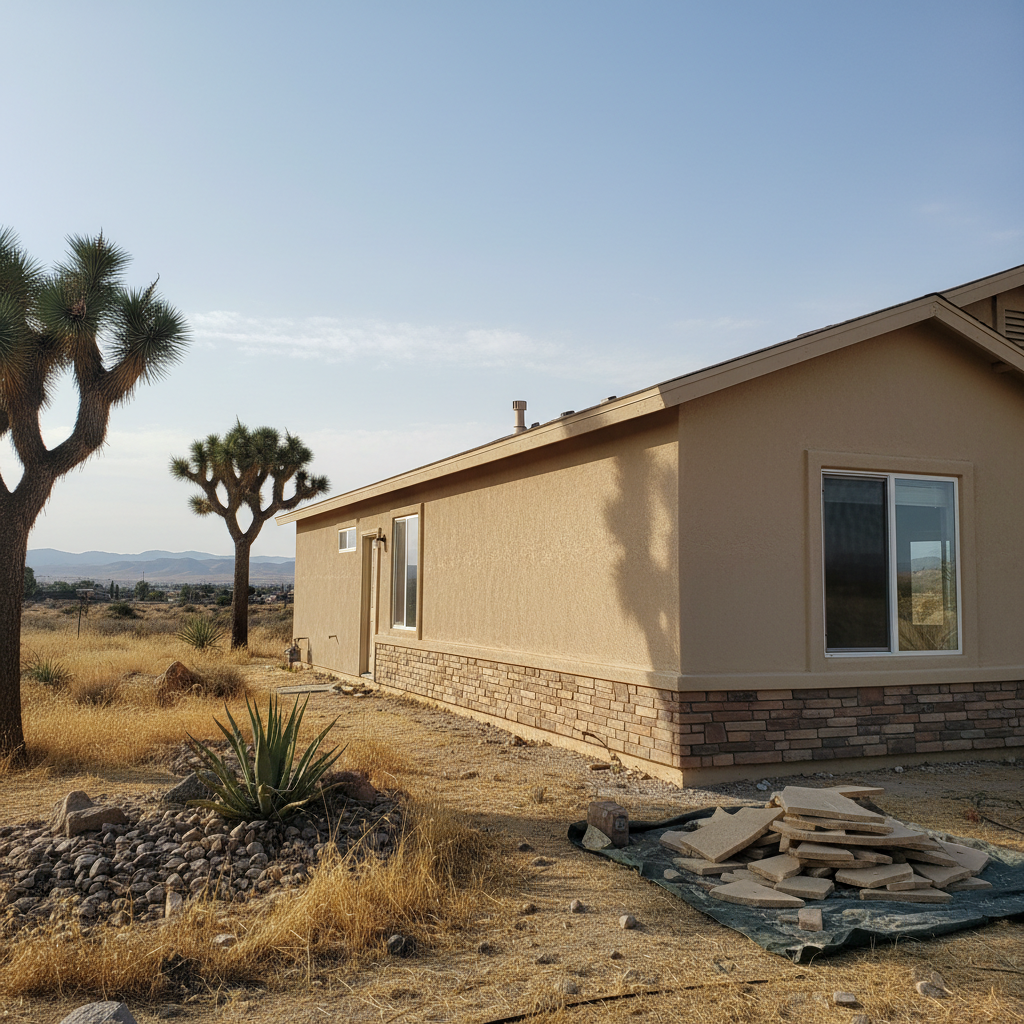 Completed stucco removal work at a residential property in Palmdale, CA