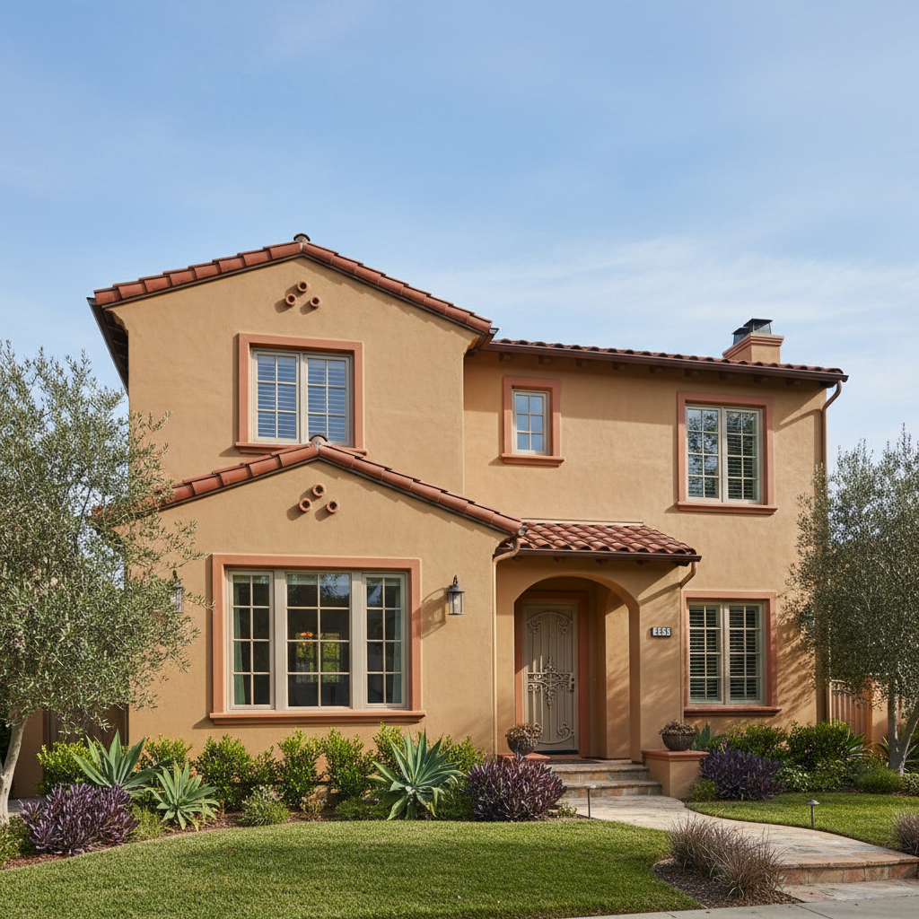 Completed stucco painting work at a residential property in Pasadena, CA
