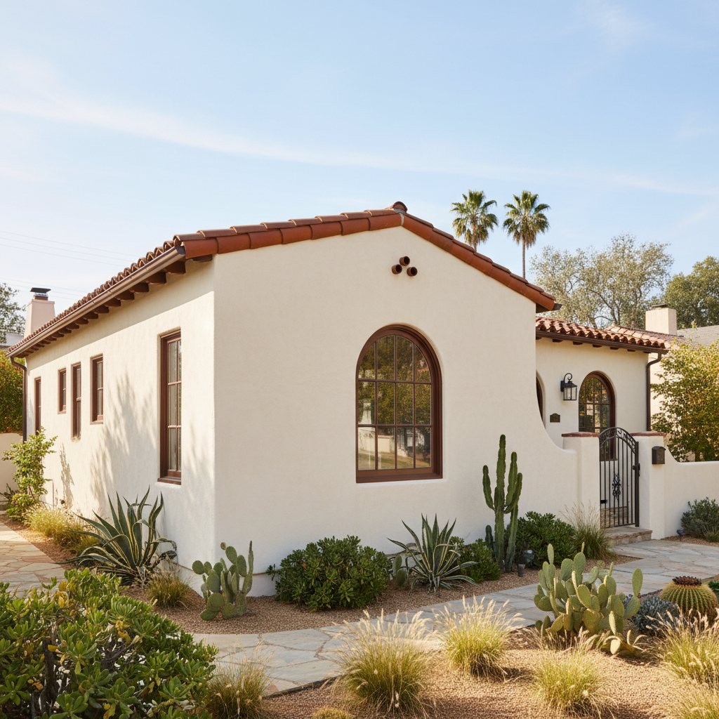 Completed residential stucco work at a residential property in Los Angeles, CA