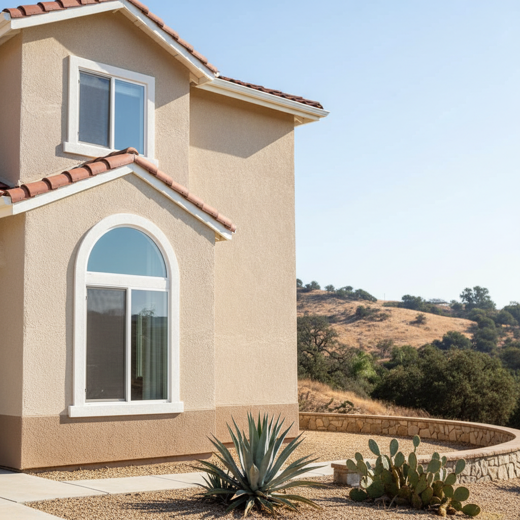 Completed residential stucco work at a residential property in San Bernardino, CA