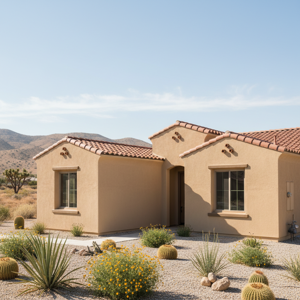 Completed stucco installation work at a residential property in Victorville, CA
