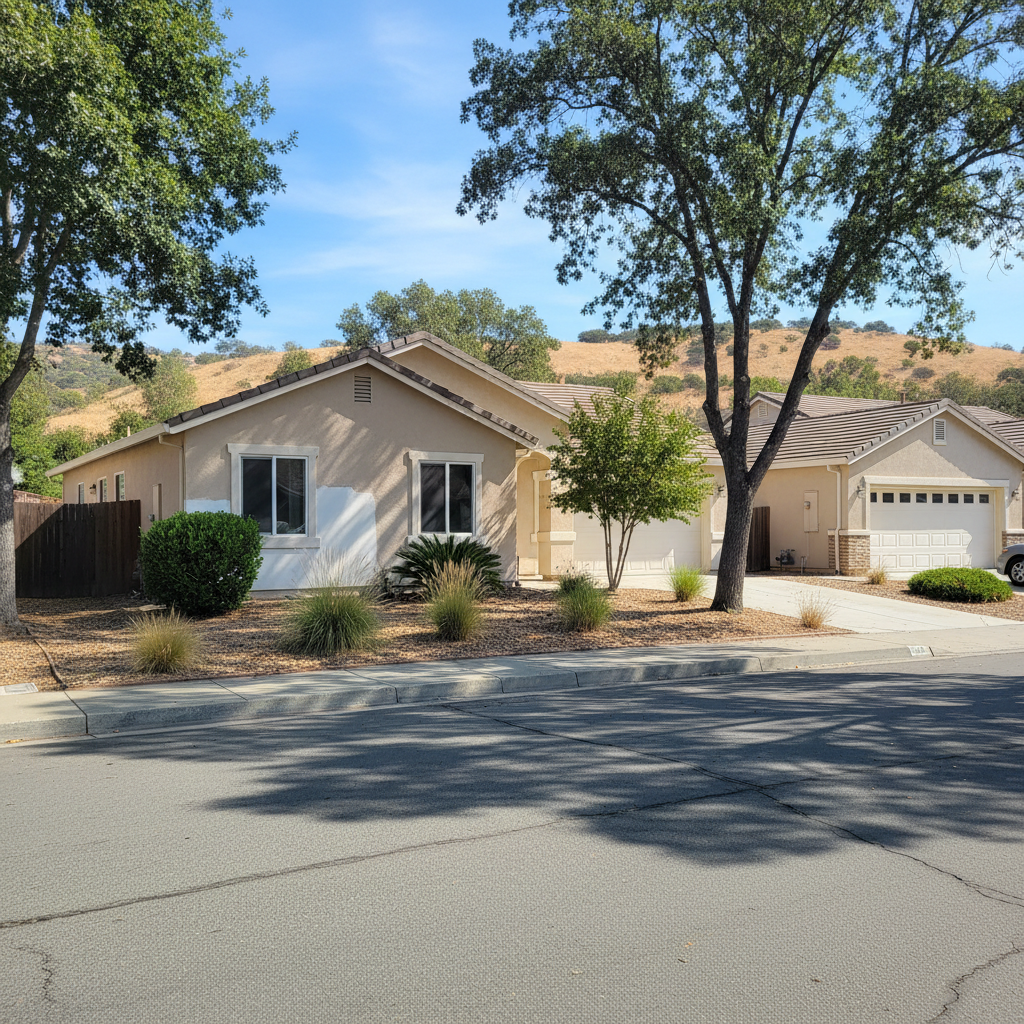 Completed stucco repair work at a residential property in Roseville, CA