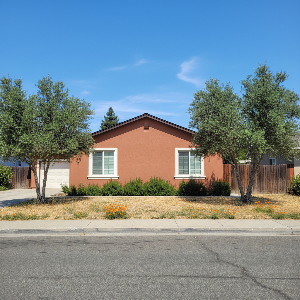 Completed stucco painting work at a residential property in Sacramento, CA