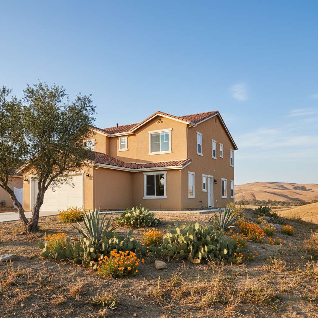 Completed stucco installation work at a residential property in Madera, CA
