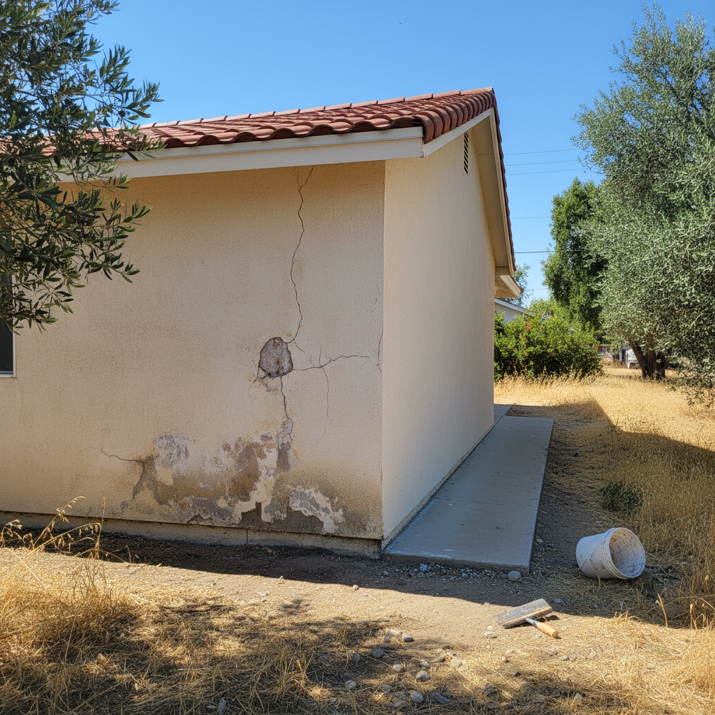Completed stucco replacement work at a residential property in Fresno, CA
