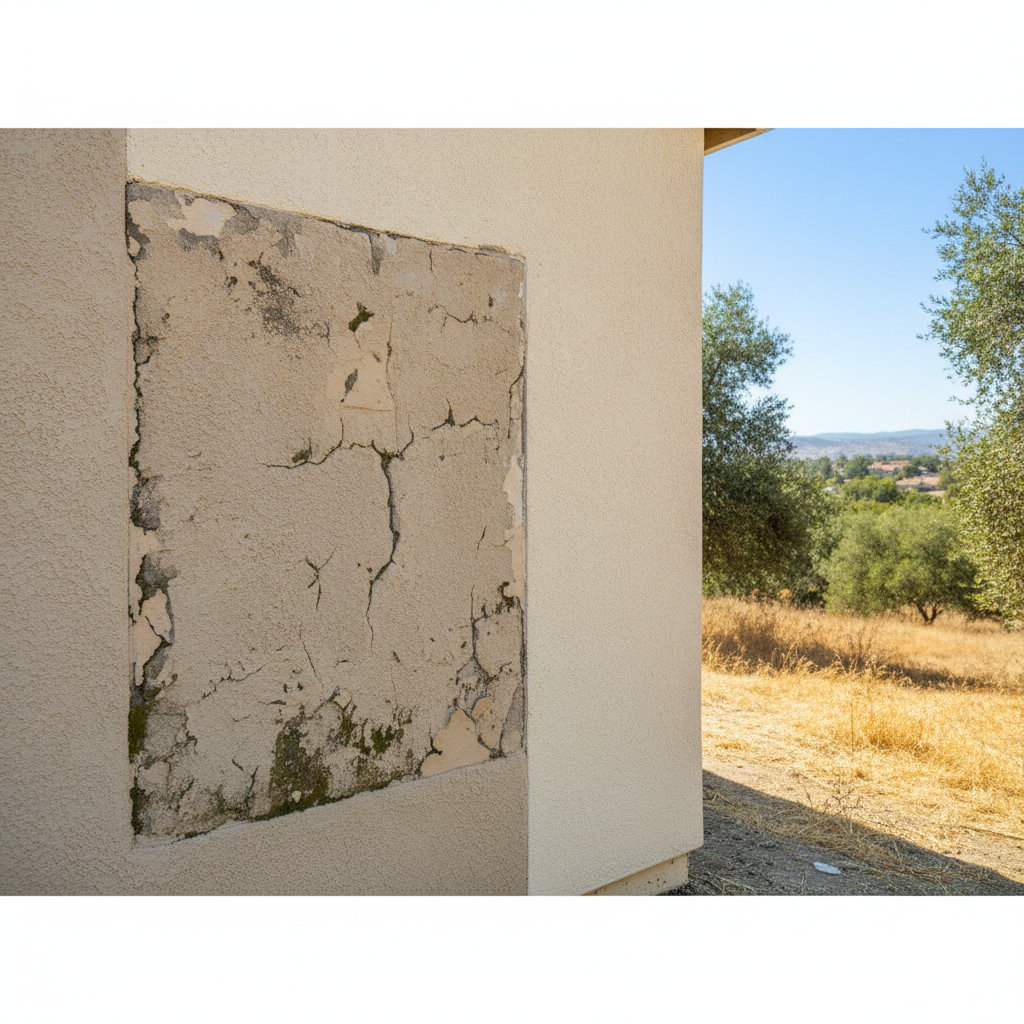 Completed stucco replacement work at a residential property in Clovis, CA