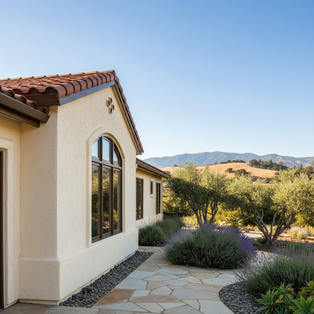 Completed residential stucco work at a residential property in Los Gatos, CA