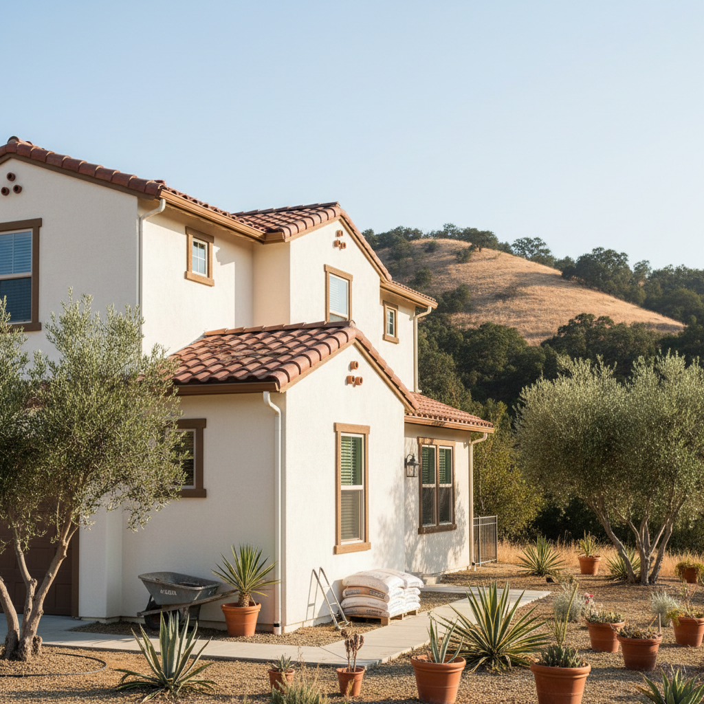 Completed stucco installation work at a residential property in Hollister, CA