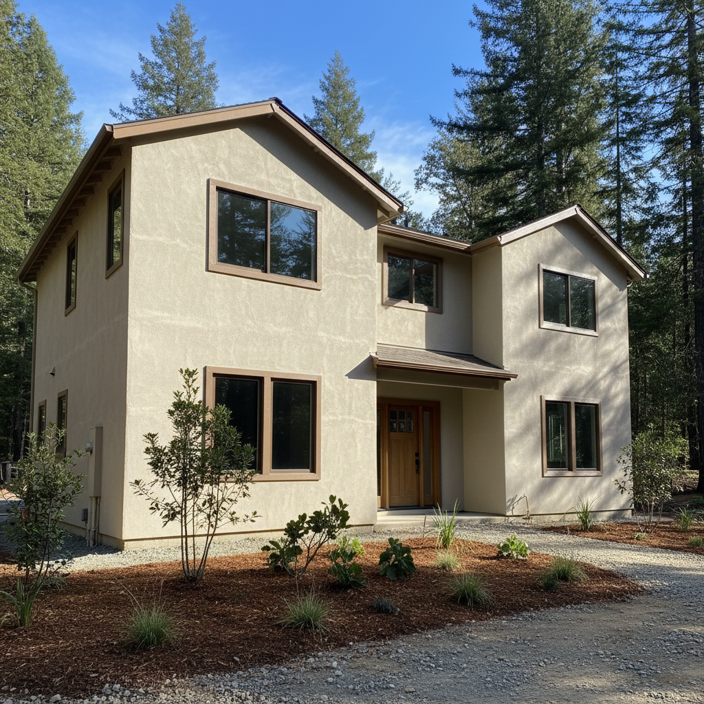 Completed commercial stucco work at a residential property in Boulder Creek, CA