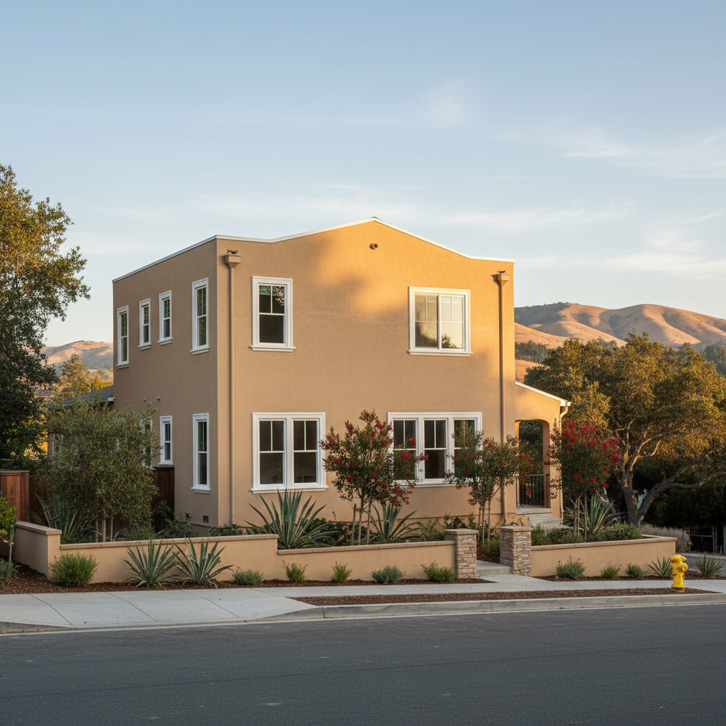 Completed stucco installation work at a residential property in Oakland, CA