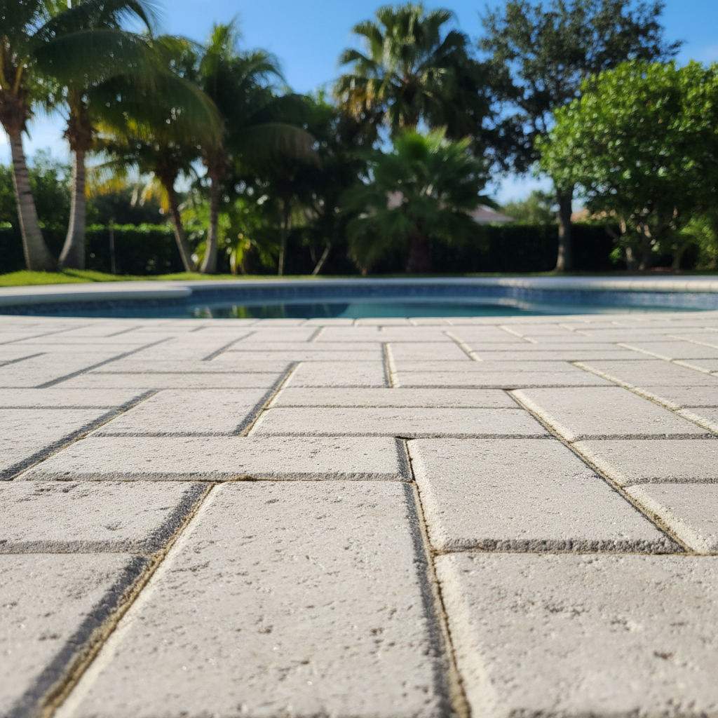 Completed pool decks work at a residential property in Coral Springs, FL