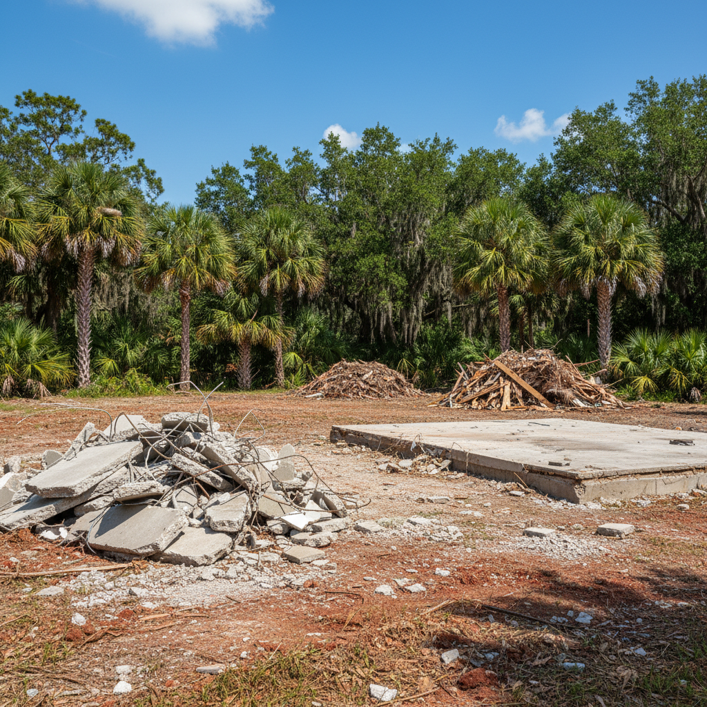 Completed residential demolition work at a residential property in Panama City, FL