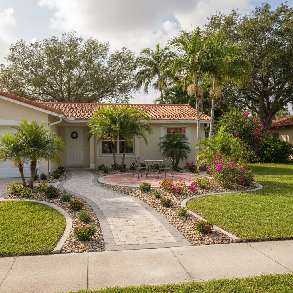 Completed hardscape installation work at a residential property in Hialeah, FL