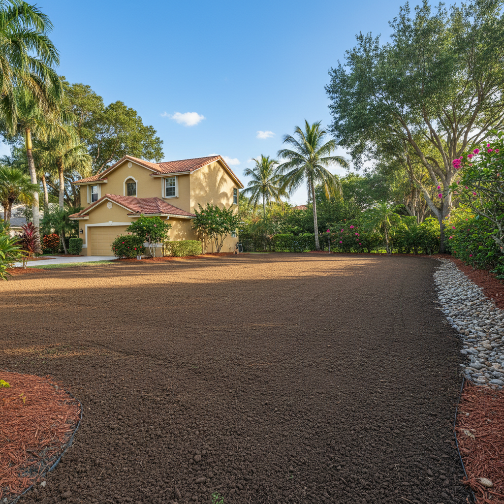 Completed lawn grading work at a residential property in Hialeah, FL