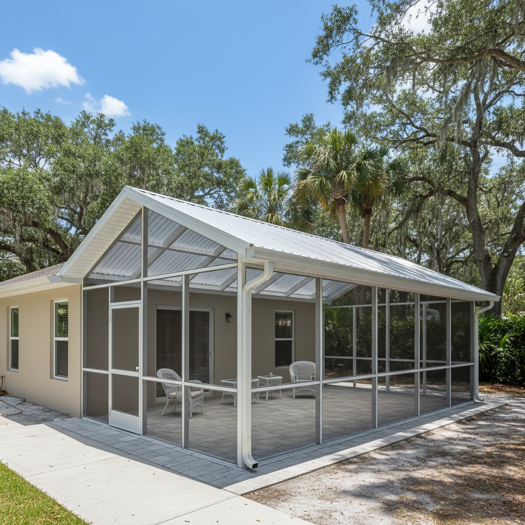 Completed screen room installation work at a residential property in Jacksonville, FL