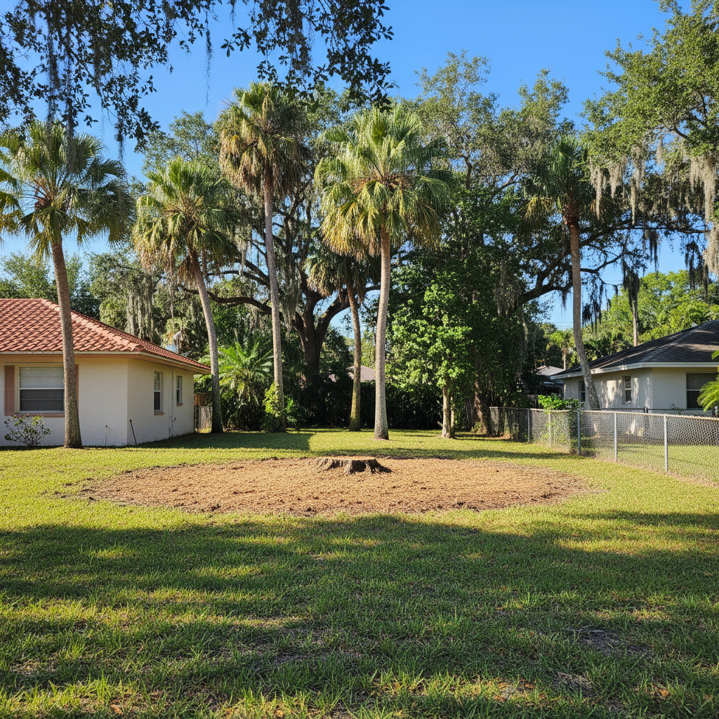 Completed stump grinding & removal work at a residential property in Clermont, FL