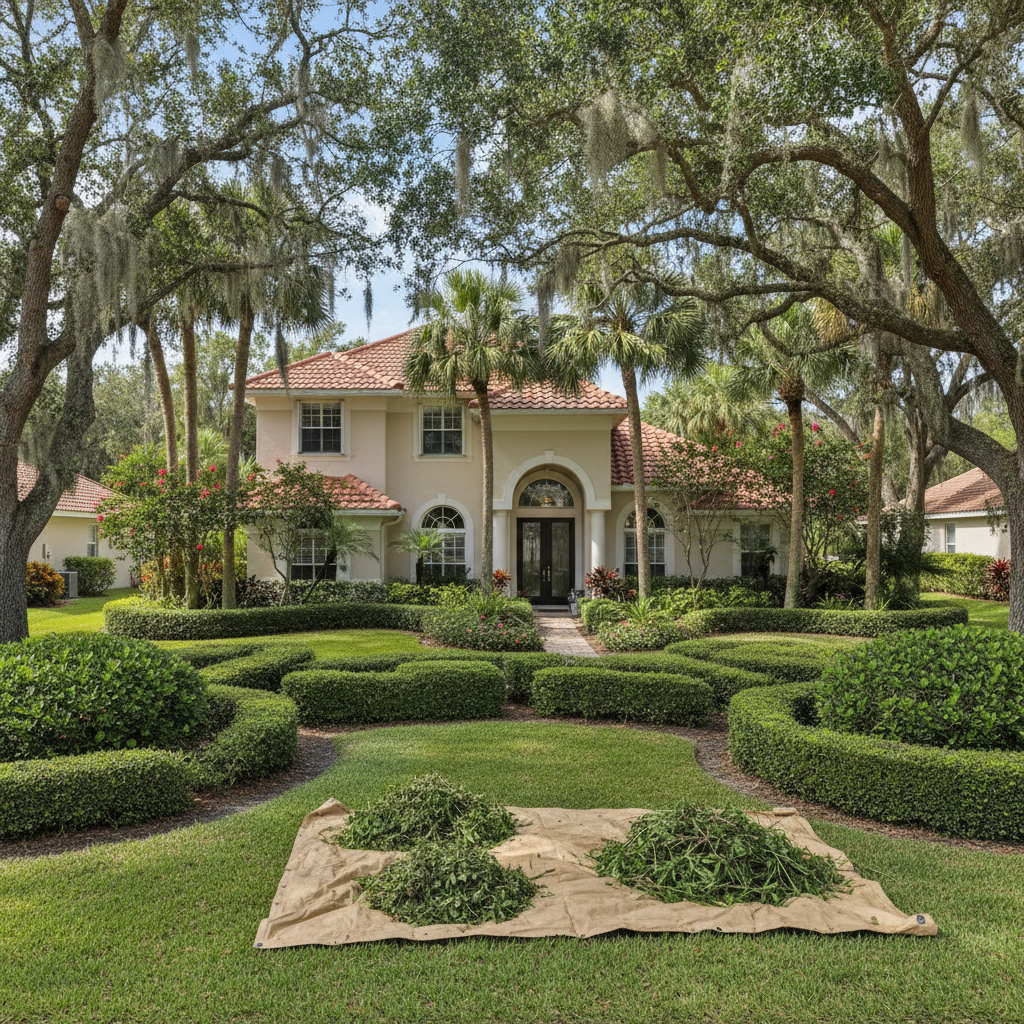 Completed shrub & bush trimming work at a residential property in Clermont, FL