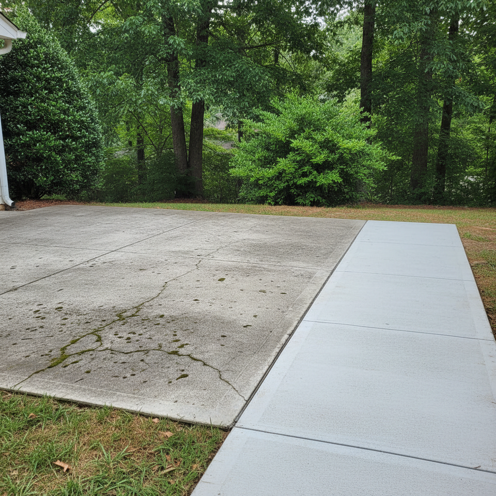 Completed concrete flatwork work at a residential property in Athens, GA