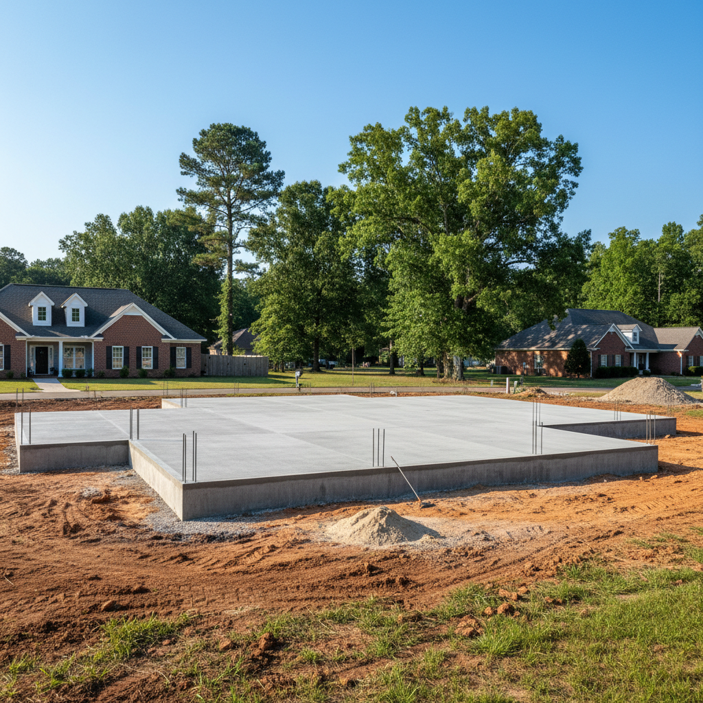 Completed concrete foundations work at a residential property in Jesup, GA