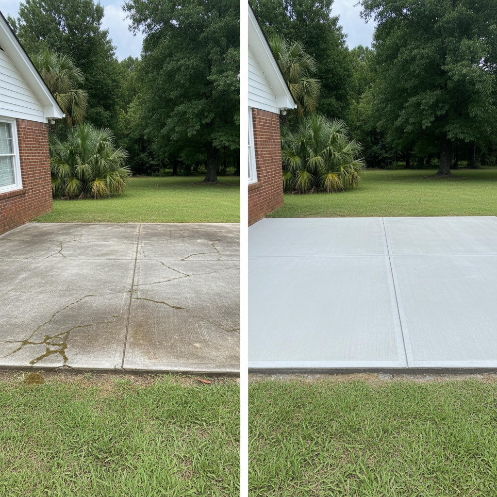Completed concrete flatwork work at a residential property in Jesup, GA