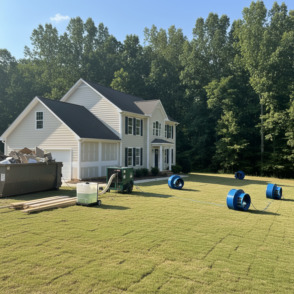 Completed emergency water cleanup work at a residential property in Baldwin, GA