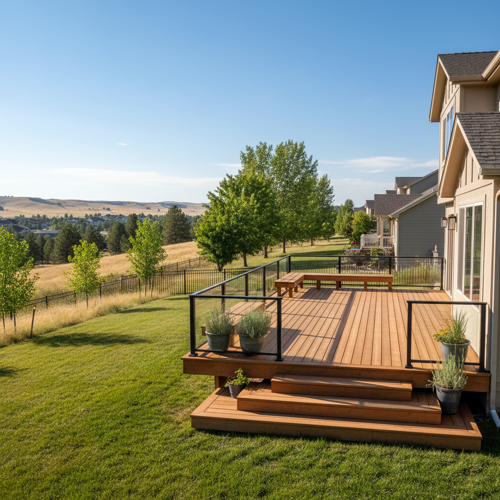 Completed deck construction work at a residential property in Boise, ID