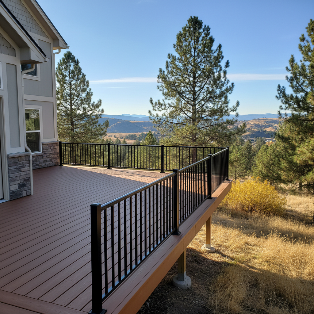 Completed deck railing installation work at a residential property in Boise, ID