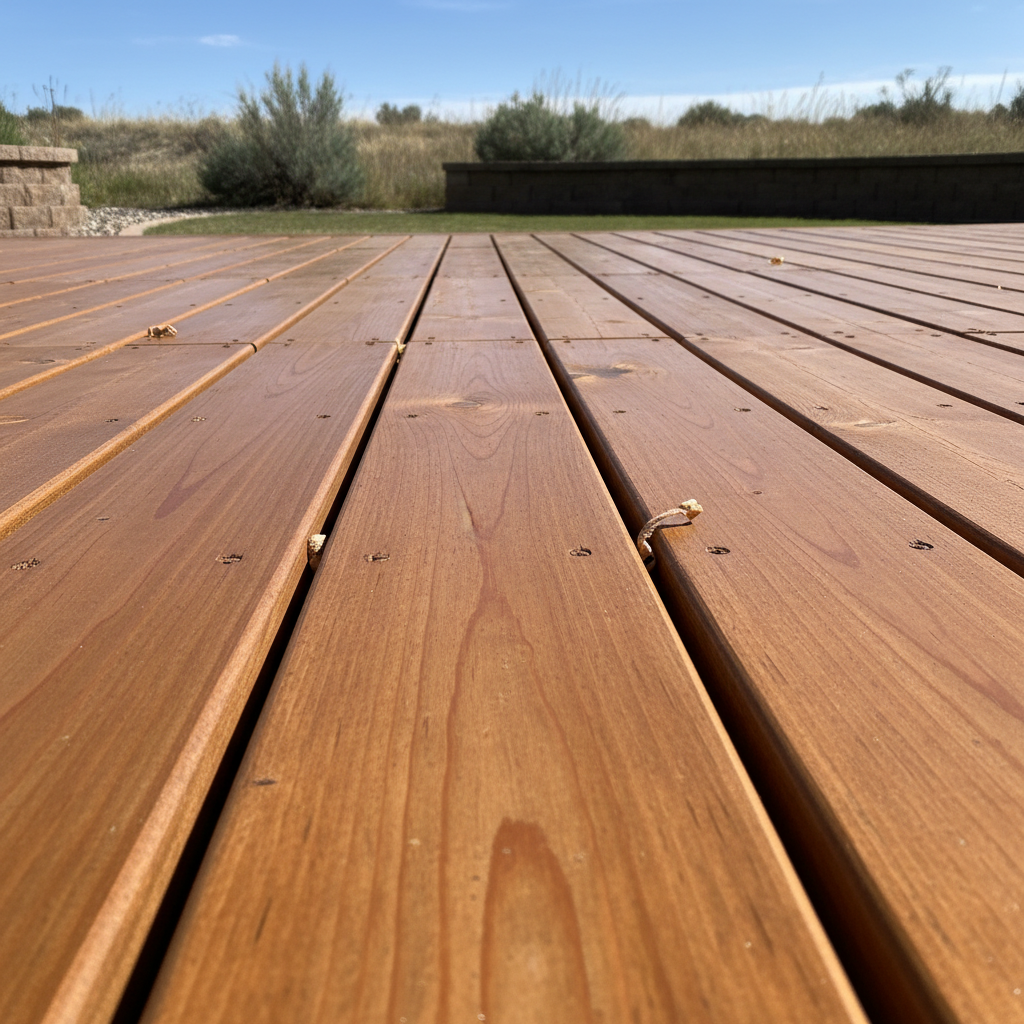 Completed wooden decks work at a residential property in Eagle, ID