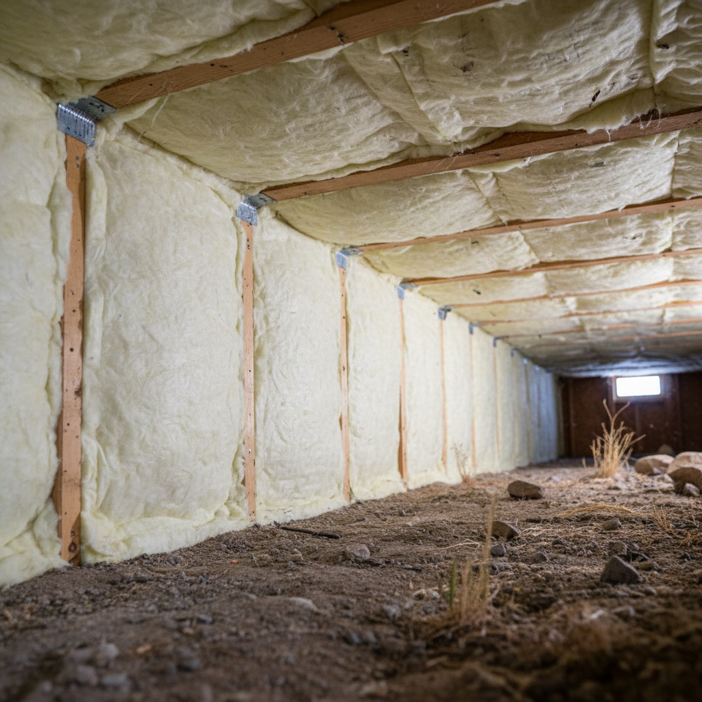 Completed crawl space insulation work at a residential property in Eagle, ID