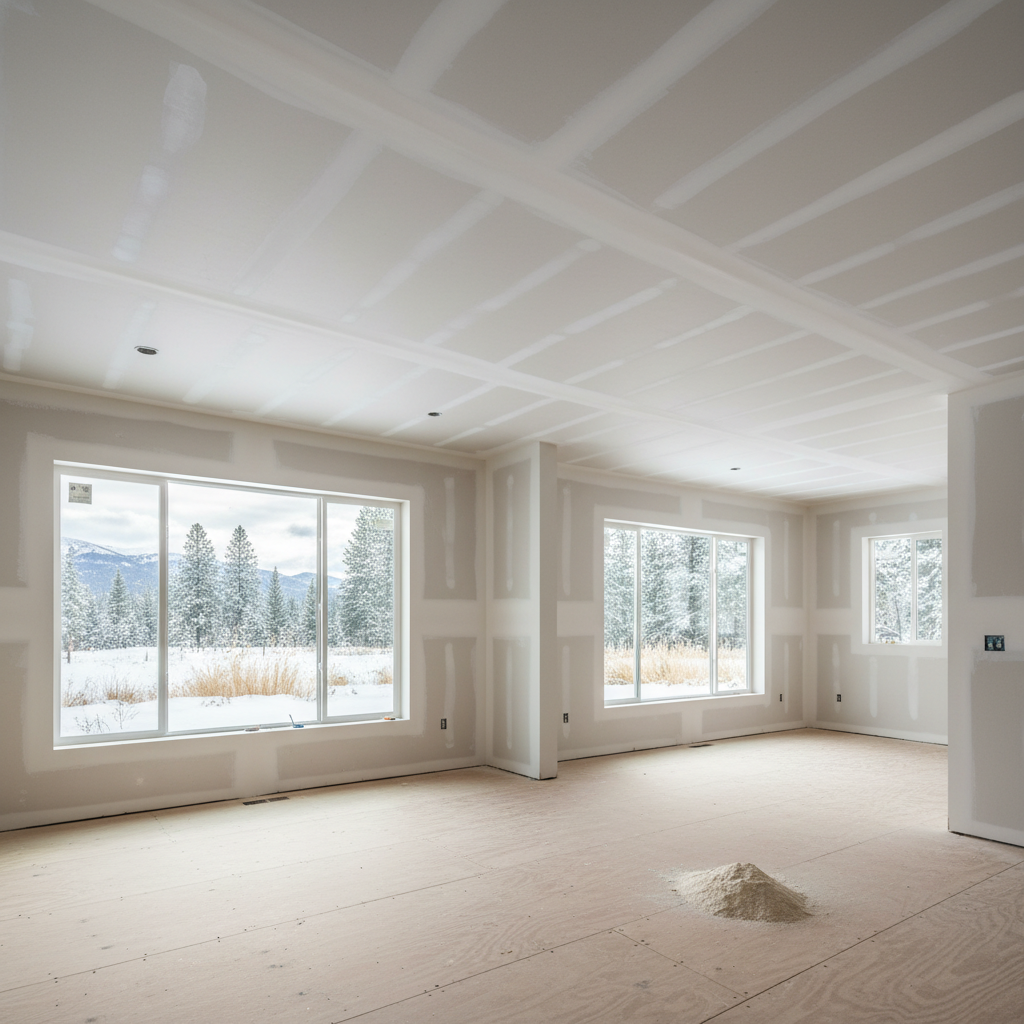Completed drywall hanging work at a residential property in McCall, ID