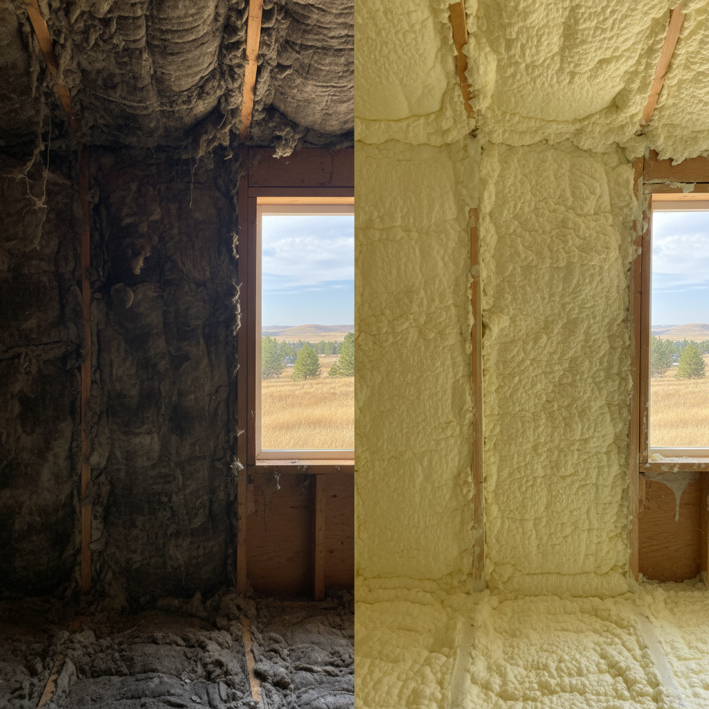 Completed open cell spray foam work at a residential property in Meridian, ID