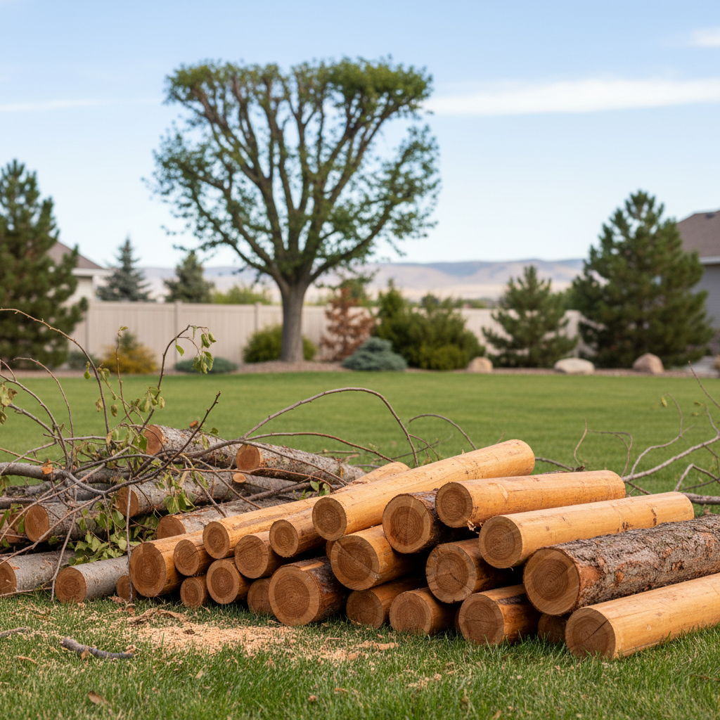 Completed tree trimming work at a residential property in Meridian, ID