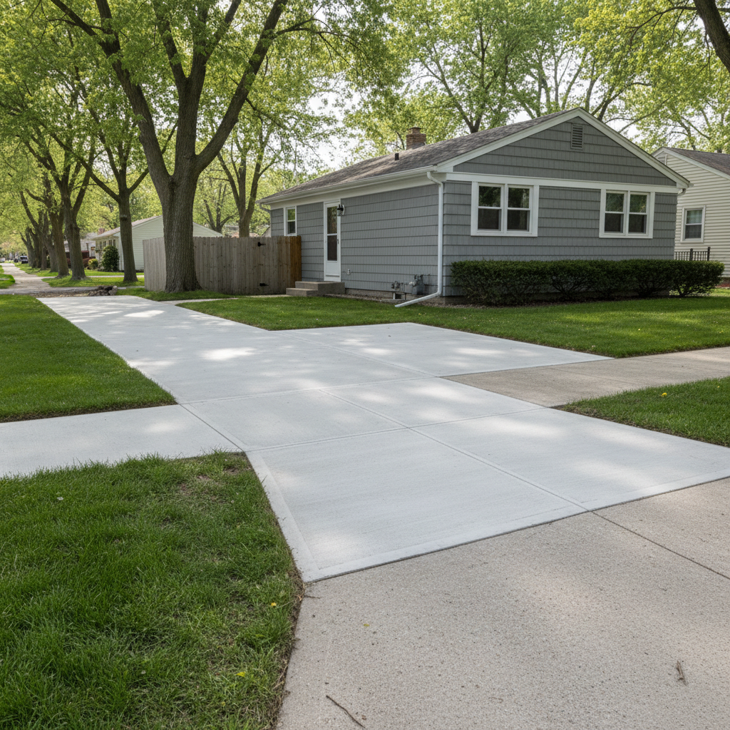 Completed concrete repair work at a residential property in Evanston, IL