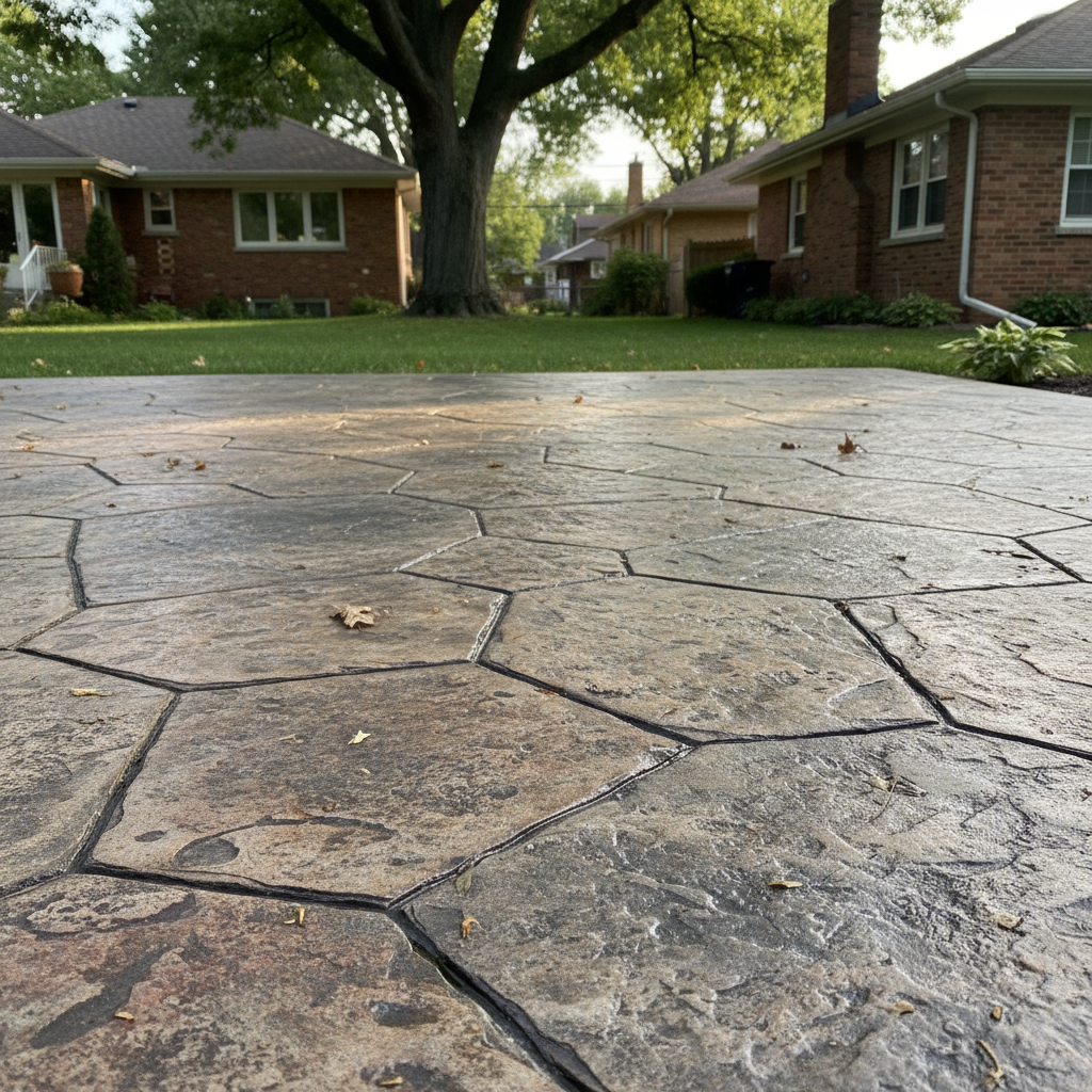 Completed decorative concrete work at a residential property in Oak Park, IL