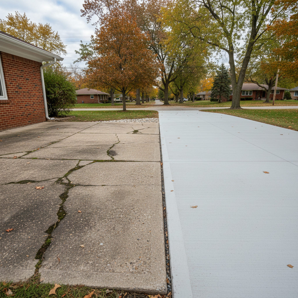 Completed concrete flatwork work at a residential property in Chicago, IL